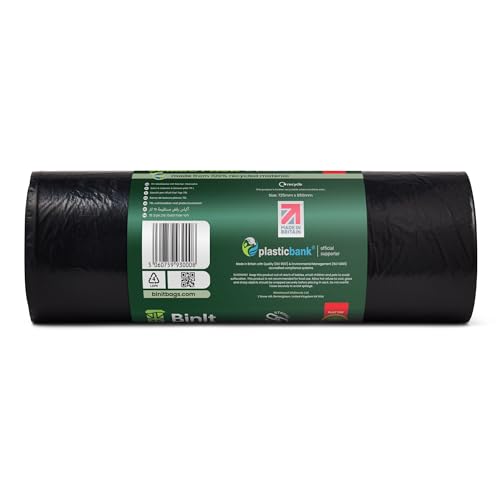 BinIt 90 Jumbo Pack Everyday 70L Eco-Friendly, Strong & Secure, Refuse Sacks, Bin Bags, Bin Liners, Recycled, Tear Resistant, 30 μm, Perfect for Everyday Household & Commercial Use