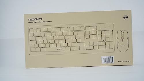 TECKNET Wireless Keyboard and Mouse Set, Ergonomic 2.4G Cordless Keyboard & Mouse Combo Silent, Full-Size, Spill-Resistant with Nano USB Receiver for PC, Laptop, Computer - QWERTY, UK Layout
