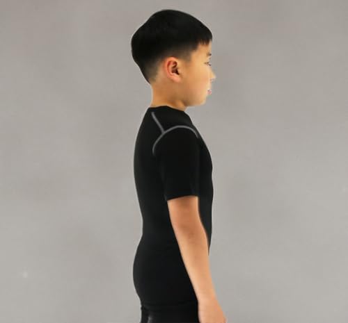 LANBAOSI Boy's Compression Shirts Child's Short Sleeve Base Layer Tops Black 7