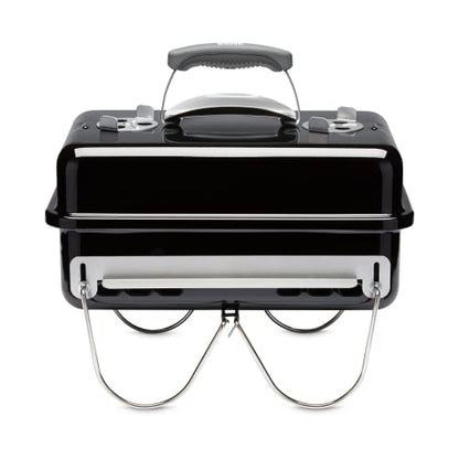 Weber Go-Anywhere Charcoal BBQ/Portable Grill with Folding Legs, Compact Design for Camping & Picnics, Durable Enamel, Precise Airflow Control, 42 x 26 cm Cooking Area, Black