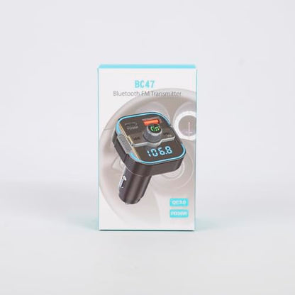 Glangeh 2025 Newest Bluetooth 5.3 Car Adapter【PD 36W+QC3.0 18W】, 2-in-1 Bluetooth FM Transmitter 【Dual Stronger Mics】& Fast Car Charger, Wireless Car Radio Input Adapter Hands-Free Kit, Siri Assistant