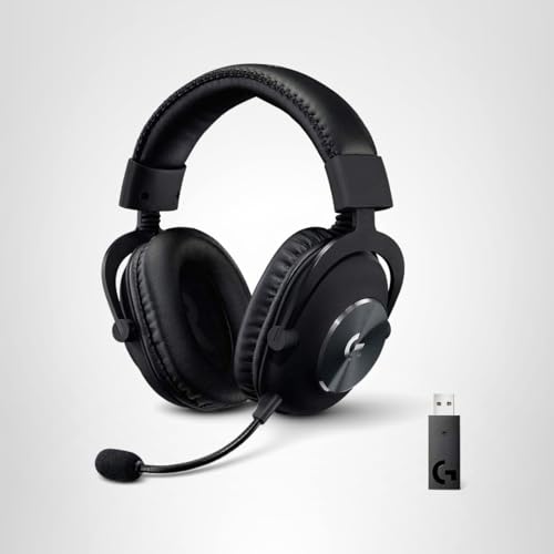 Logitech G PRO X Wireless Lightspeed Gaming Headset with Blue VO!CE Mic Filter Tech, 50 mm PRO-G Drivers, and DTS Headphone:X 2.0 Surround Sound, 20+ Hour Battery Life - Black