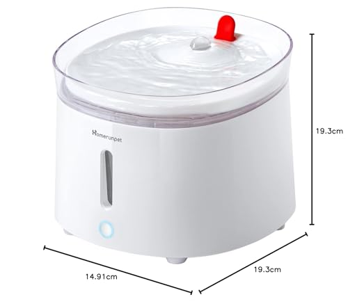 Homerunpet Cat Water Fountain Porcelain-Tray with Self-Cleaning Wireless-Pump, Ultra Quiet Pet Water Fountain for Cats and Dogs, Easy to Clean and Assemble, Filters Included, Smart LED Light, 68oz/2L