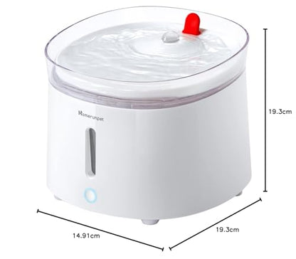 Homerunpet Cat Water Fountain Porcelain-Tray with Self-Cleaning Wireless-Pump, Ultra Quiet Pet Water Fountain for Cats and Dogs, Easy to Clean and Assemble, Filters Included, Smart LED Light, 68oz/2L