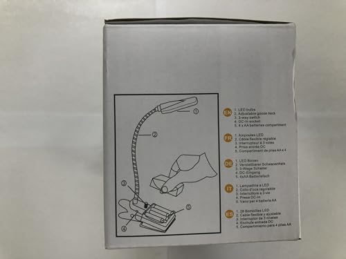 Daffodil ULT300 Clip-On Reading Light – Flexible Gooseneck Book Light with Large Clamp, USB or 4xAA Battery Powered, 3 Brightness Levels, Lamp for Headboard, Desk, Bedside or Bed - Black