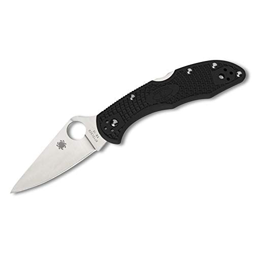 Spyderco Delica 4 Lightweight Signature Knife with 2.90" Flat-Ground Steel Blade and High-Strength Black FRN Handle - PlainEdge - C11FPBK