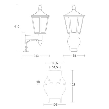 Steinel Outdoor Wall Light L 15 S white- 180° Motion Sensor, 10 m Reach,max. 60 W, Classic Design, for Entrance and Fronts