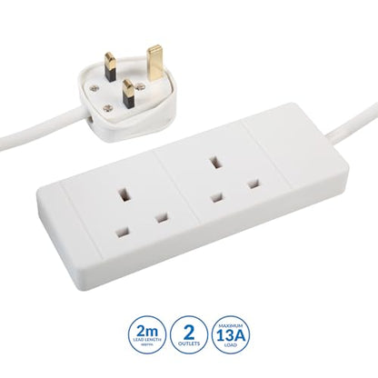 PRO ELEC PELB1509 2 Gang Extension Lead White, 2m