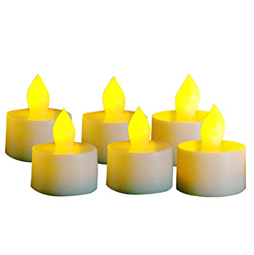 CANDLE CHOICE Battery Operated Flameless Tea Lights with Timer Realistic Flickering Fake Electric LED Tealight Candles Set for Halloween Christmas Party Wedding Decorations Batteries Included 6 Pack