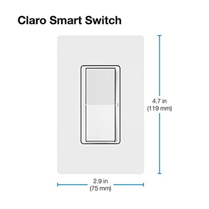 Lutron Claro Smart Light Switch for Caseta Lighting, for LED Lights, Fans, 5 Amp, Single-Pole/3-Way, Neutral Required, DVRF-5NSS-WH-2, White, 2 Pack