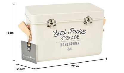 Burgon & Ball Seed Packet Storage Tin, Stone Cream