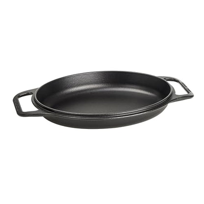 Victoria Dutch Oven Pot and Pan Induction Enamelled Cast Iron 31 cm Oval, Set of 2 Cocotte 5.7 L, PTFE and PFOA Free, Suitable for Fire, Barbecue, Oven, Ceramic Hob, Gas