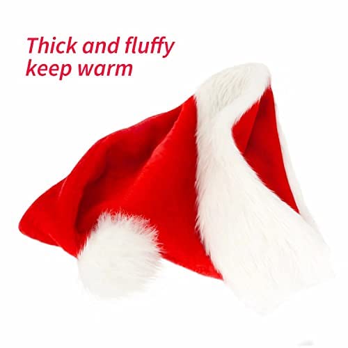 BOSONER 2 Packs Christmas Hat Santa Hats,Xmas Hat Holiday for Adults,Extra Thicken Fur for Christmas Eve Gifts New Year Festive Party