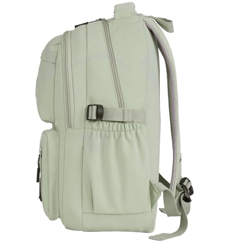 FIORETTO Lightweight School Backpack Womens, Cute School Bag for Teenager Girls, 14 Inch Laptop Rucksack Casual Daypack Backpack for Travel College Work Green