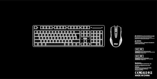 RedThunder K10 Wireless Gaming Keyboard and Mouse Combo, LED Backlit Rechargeable 3800mAh Battery, UK Layout Mechanical Feel Keyboard + 7D 3200DPI Mice for PC Gamer (Black)