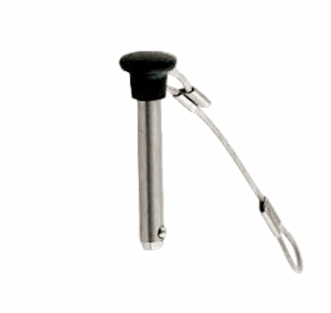 4Pcs Diameter 3/16" Stainless Steel Black Nylon Head Pin With Lanyard - Marine Bimini Top Pull Pins for Swivel Ball Deck Hinge Quick Release (4)