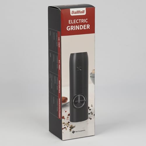 Dallfoll Electric Salt and Pepper Grinder, Rechargeable Salt and Pepper Mills with LED Light, Adjustable Grind Coarseness