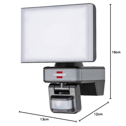 Brennenstuhl Connect WiFi LED Floodlight WF 2050 P (20W, 2400lm, IP54, various light functions adjustable via app, outdoor Security Light for wall mounting with motion detector)