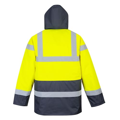 Portwest S466 Men's Waterproof Hi Vis Traffic Jacket - Reflective Safety Coat Yellow, Large