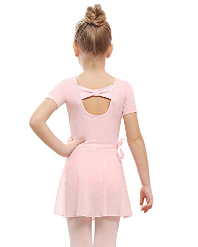 Stelle Girls little kid Bow Back Dance Active Dress Ballet Leotard Combo with Dance Skirt and Dance Tight (Ballet Pink,110, 6 Years)
