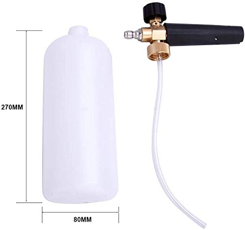 Snow Foam Lance 1/4" Quick Release Car Wash Foam Cannon Pot with Adjustable Nozzle, High Pressure Washer Soap Dispenser Bottle (1L)