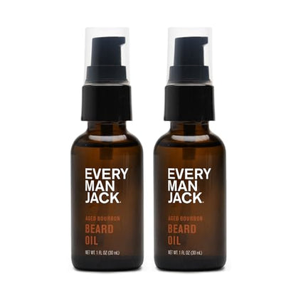 Every Man Jack Men's Beard Oil - Aged Bourbon Fragrance - Deeply Moisturizes and Softens Your Beard and Adds a Natural Shine - Naturally Derived with Shea Butter and Argan Oil - 1 fl oz