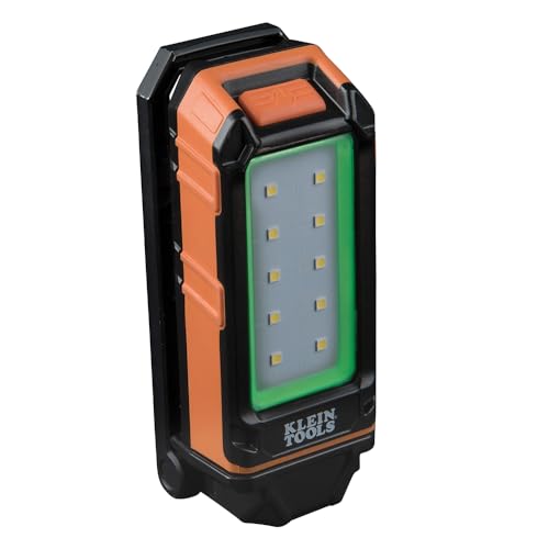 Klein Tools 56403 LED Light, Rechargeable Flashlight/Worklight with Kickstand and Carabiner, Charges Small Electronics, for Work, Camping