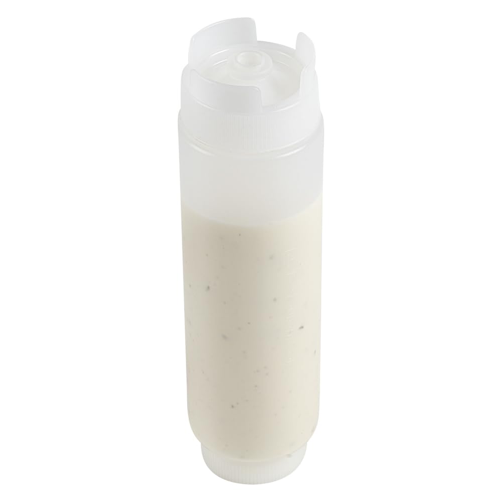 Restaurantware 16oz. FIFO Inverted Plastic Squeeze Bottle with Refill and Dispensing Lids - First In First Out - Perfect for Restaurants Catering and Food Trucks - 1ct box