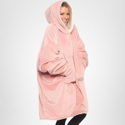 THE COMFY Original | Sherpa Lined Microfiber Fleece Wearable Blanket, Oversized Design with Hood and Pocket, From Shark Tank, for Women & Men, Warm and Cozy Gifts