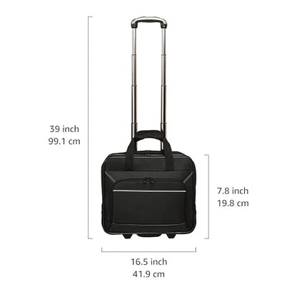 Amazon Basics Laptop bag with quick-rolling wheels and easy-access front pocket - fits Laptops up to 15.6 inch (39.6 cm), Black