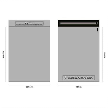 Sabco - Mailing Bags – 12 x 16" Self Adhesive, 100 Waterproof and Tear-Proof Postal Bags – Large Sized Grey Plastic Mailing Mail Post Postage Plastic Bags (12 x 16", 100)