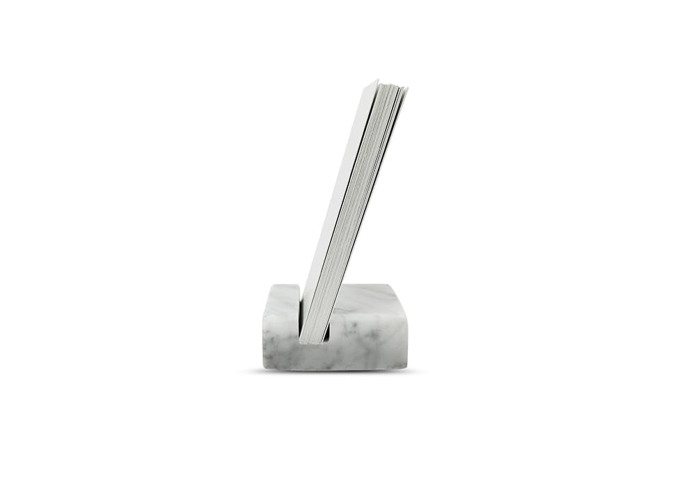 Craftsman Stoneworks Vertical Business Card Holder made from White Carrara Marble