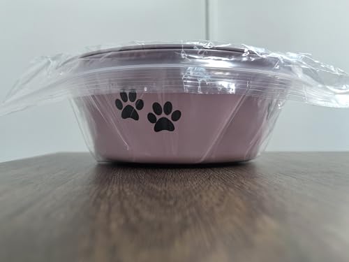 YUDANSI 860ml Pink Dog Bowls 2 Pack Small Medium Dogs Feeding Bowls Food Water Bowls with Non-Slip Silicone Sole, Stainless Steel Dog Dishes Elevated Raised Pet Feeder