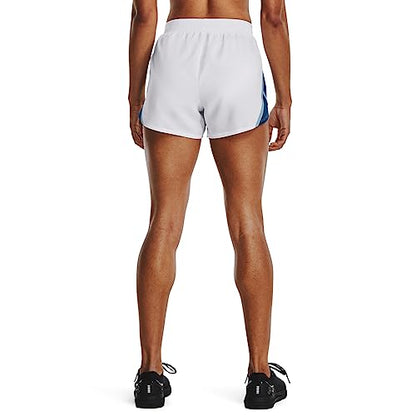 Under Armour Women's Fly by 2.0 Running Shorts, (105) White/Varsity Blue/Reflective, XX-Large