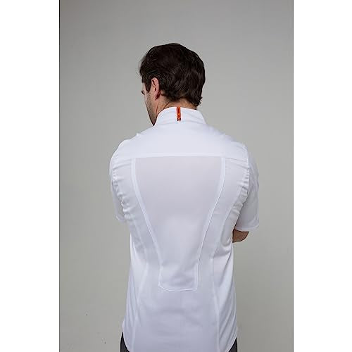Portwest C738 Men's Mesh Air Pro Chef Jacket Short Sleeve Breathable Durable Slim Fit Texpel Finish Workwear Apron with Sleeve Pocket Machine Washable, White, XL