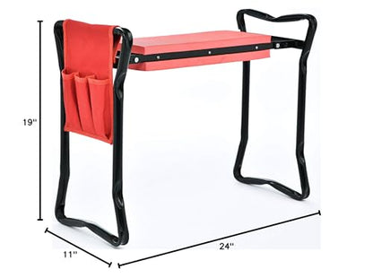 TABOR TOOLS TR2A Garden Kneeler and Seat Bench with Tool Bag Pouch and Foam Pad Cushion, Workseat with Kneeling Bench Option, Light Weight Foldable Stool, Portable Outdoor Kneeler for Gardening.