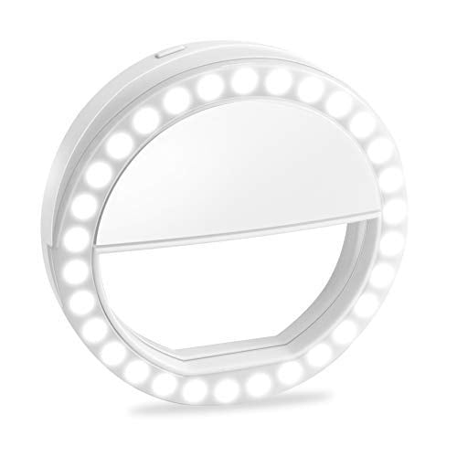 Selfie Ring Light, XINBAOHONG Rechargeable Portable Clip-on Selfie Fill Light with 36 LED for Smart Phone Photography, Camera Video, Girl Makes up (White-B, 36LED)