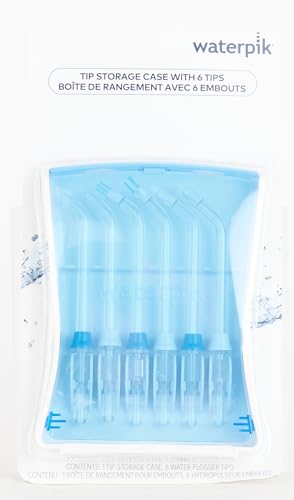 Waterpik Water Flosser 6 Count Replacement Tips With Case, Convenient, Hygienic and Sturdy for Easy Storage and Travel, Includes Precision, Orthodontic, Plaque Seeker Refill Heads Nozzles