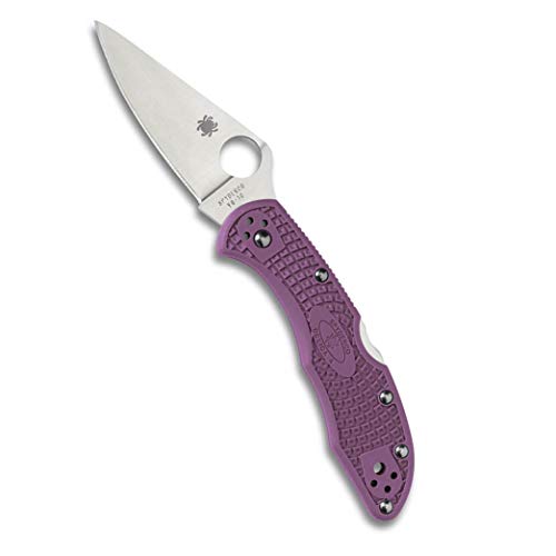 Spyderco Delica 4 Lightweight Signature Knife with 2.90" Flat-Ground Steel Blade and High-Strength Purple FRN Handle - PlainEdge - C11FPPR