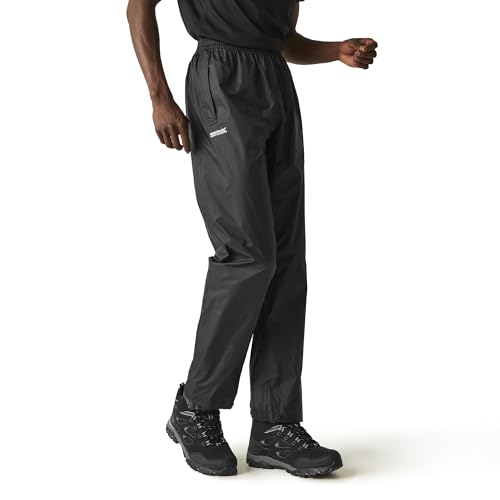 Regatta Men's Pack-it Waterproof Outdoor Overtrousers & Pack-Away Bag Hiking Lightweight Breathable Black