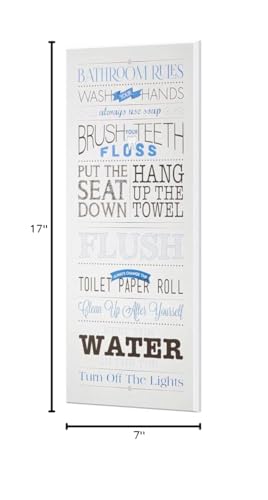 Stupell Industries Rules Blue and Black Print Bathroom, Design by Stephanie Workman Marrott Wall Art, 13x30, Beige