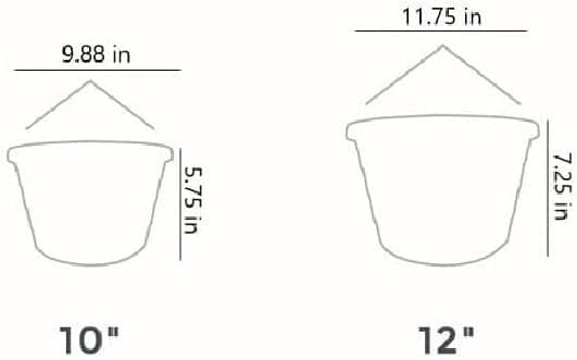 The HC Companies Euro Hanging Basket Planter Decorative 12-Inch Large Plastic Hanging Basket w/Swirl Design for Outdoor Plants, Clay (Pack of 2)