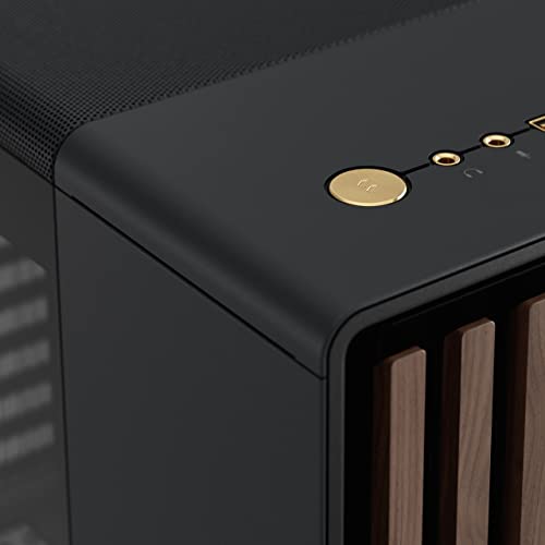 Fractal Design North Charcoal Black Tempered Glass Dark - Wood Walnut front - Glass side panel - Two 140mm Aspect PWM fans included - Type C USB - ATX Airflow Mid Tower PC Gaming Case