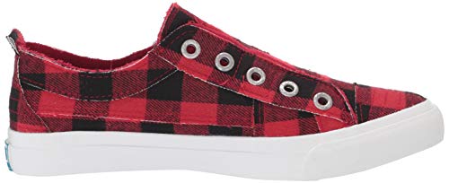 Blowfish Malibu Women's Play Slip On Sneaker, Red Buffalo Plaid