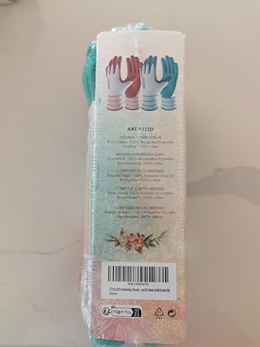 COOLJOB Gardening Gloves for Women, 6 Pairs Ladies, Comfortable Breathable Garden Gloves, Gardening Gift, Medium Size Fits Most, Red & Green (Half Dozen M)