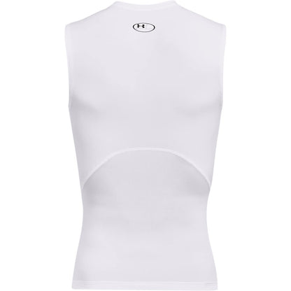 Under Armour Men's Armour HeatGear Compression Sleeveless T-Shirt , White (100)/Black, Large