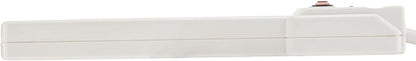 Amazon Basics Rectangle 6-Outlet, 600 Joule Surge Protector Power Strip, 2ft, Small, White, 2-Pack