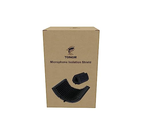TONOR Microphone Isolation Shield, Studio Mic Sound Absorbing Foam Reflector for Any Condenser Microphone Recording Equipment Studio, Black