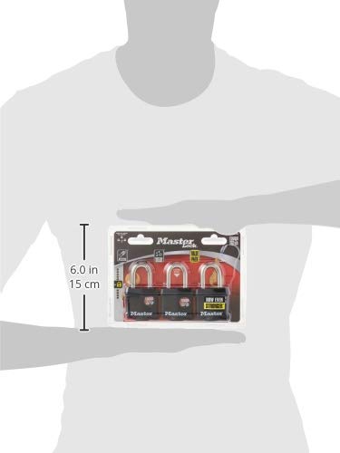Master Lock 311TRI Keyed Alike Laminated Steel Padlock, 3-Pack, Black