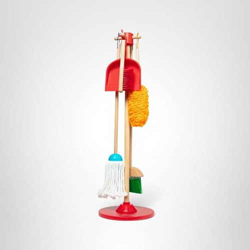 Melissa & Doug Dust Sweep Mop 6-Piece Pretend Play Set, Toddler Toy Cleaning, Pretend Play Home Cleaning, Kids Broom and Mop Set for Ages 3+